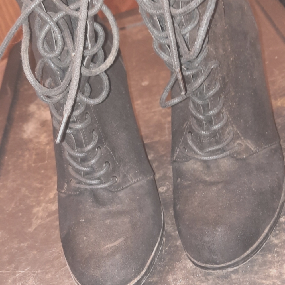 Black just fab lace up boots